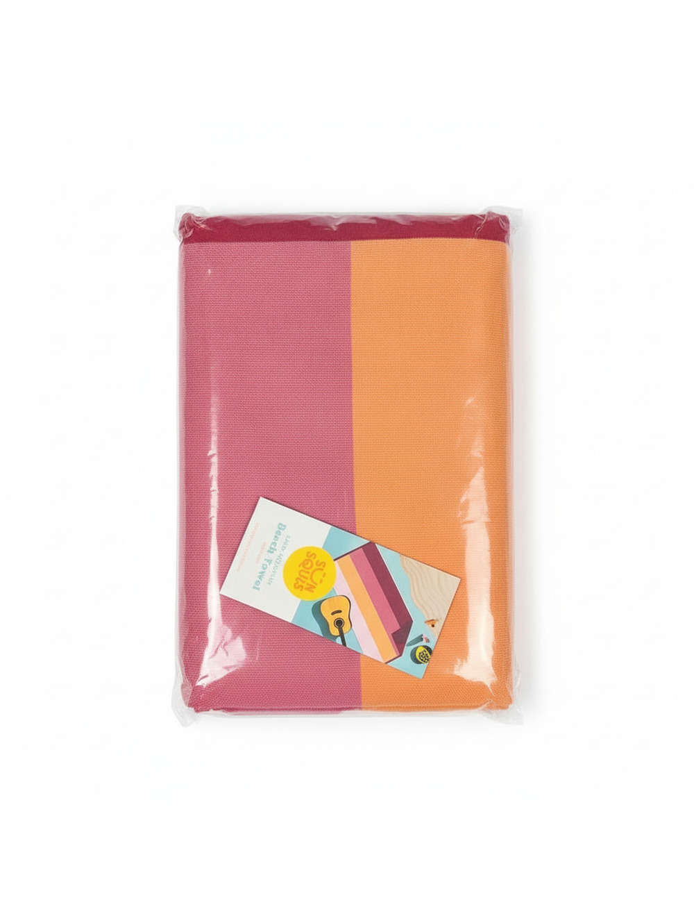 Sun Squad Set of 2 Color-Block Beach Towels in Pink, Orange, and Burgundy